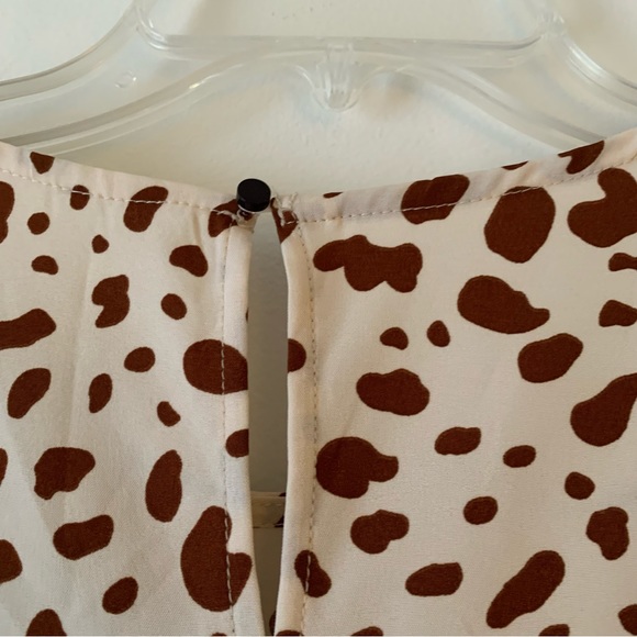 CHOUYATOU! Beige/brown leopard print dress. Cap sleeves. Size M. Fully l… - Picture 5 of 9